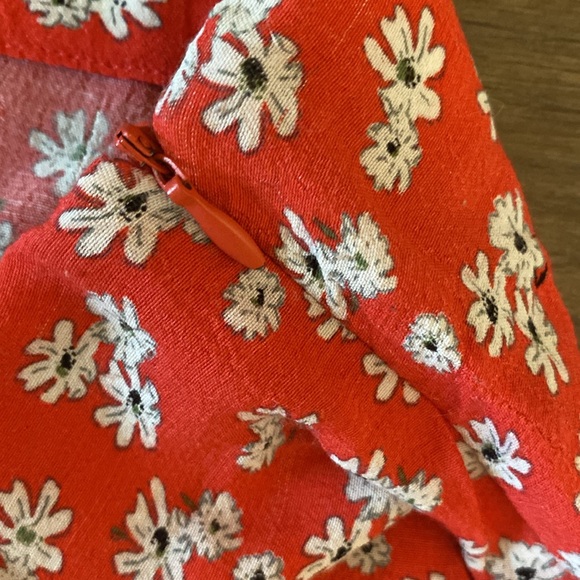 Zara red and white floral skirt with slits - Picture 5 of 5